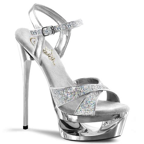 silver pleaser heels